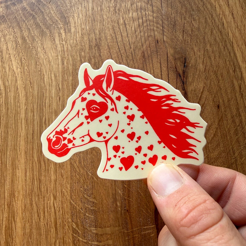 Bronco Hearts (Red) Vinyl Sticker 3"