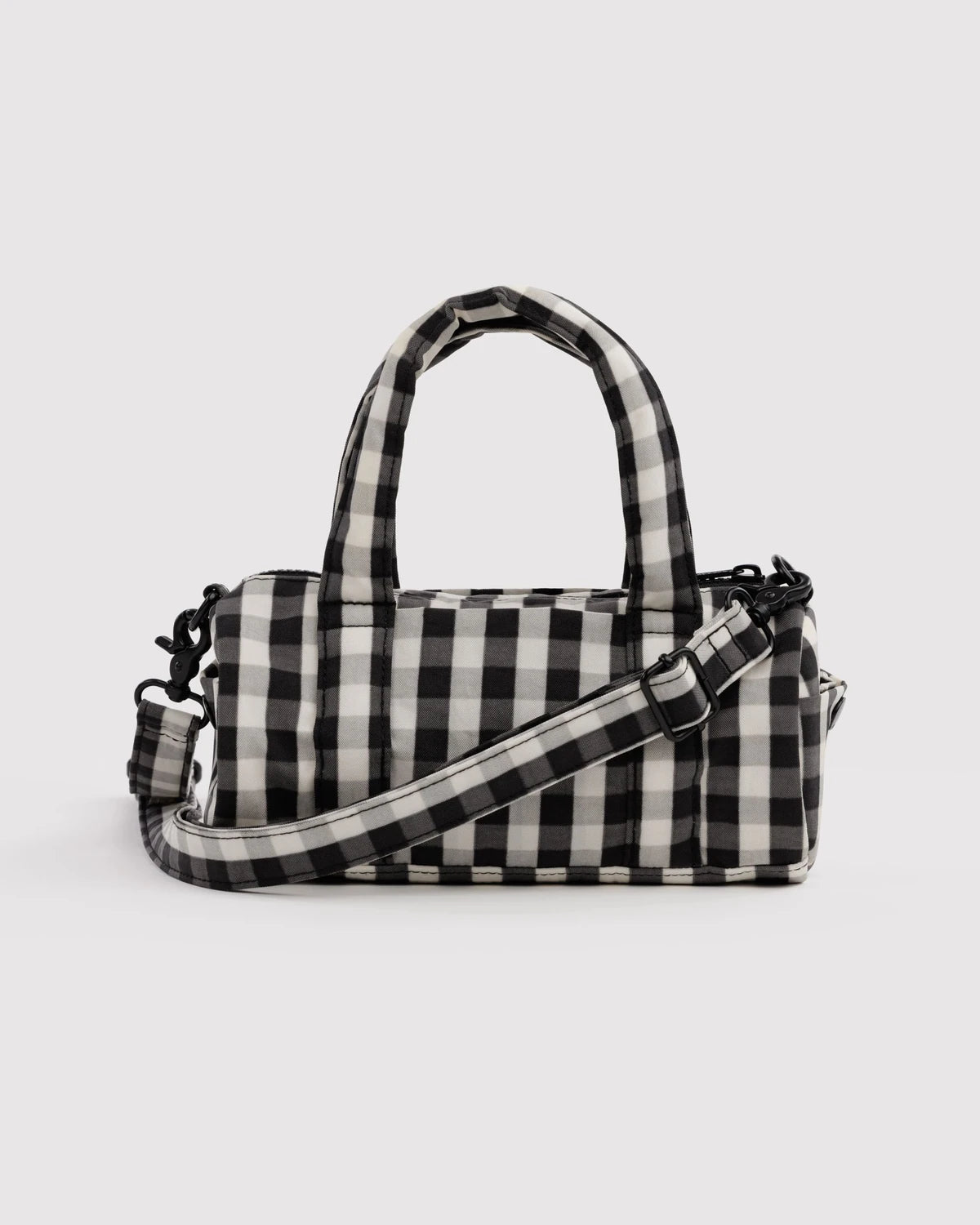 Small Nylon Duffle Bag - Black & Cream Gingham