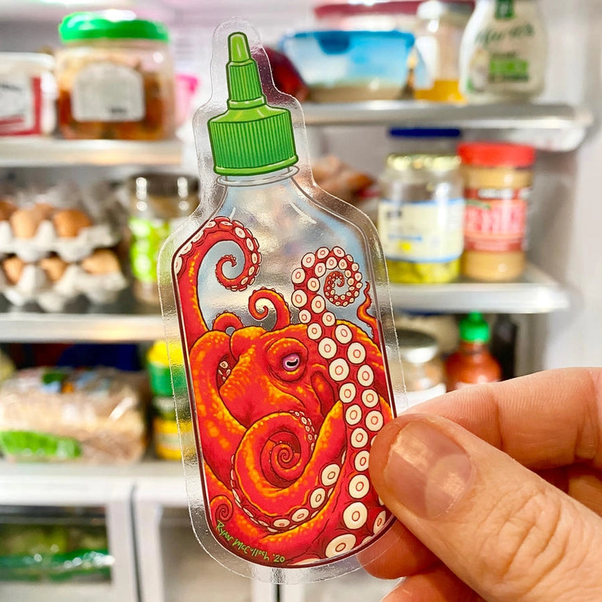 Clear Sticker: Srirachapus (Sriracha Octopus)