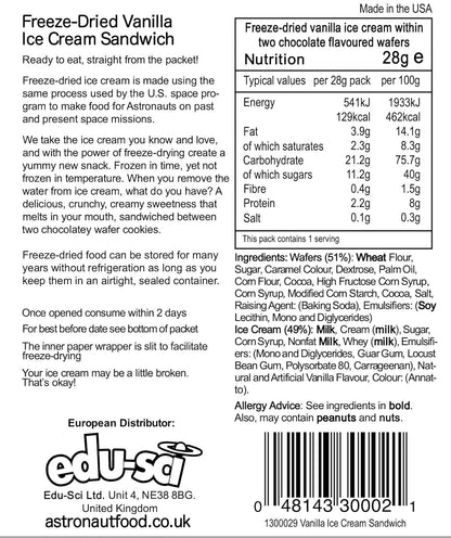 Astronaut Food - Vanilla Ice Cream Sandwich