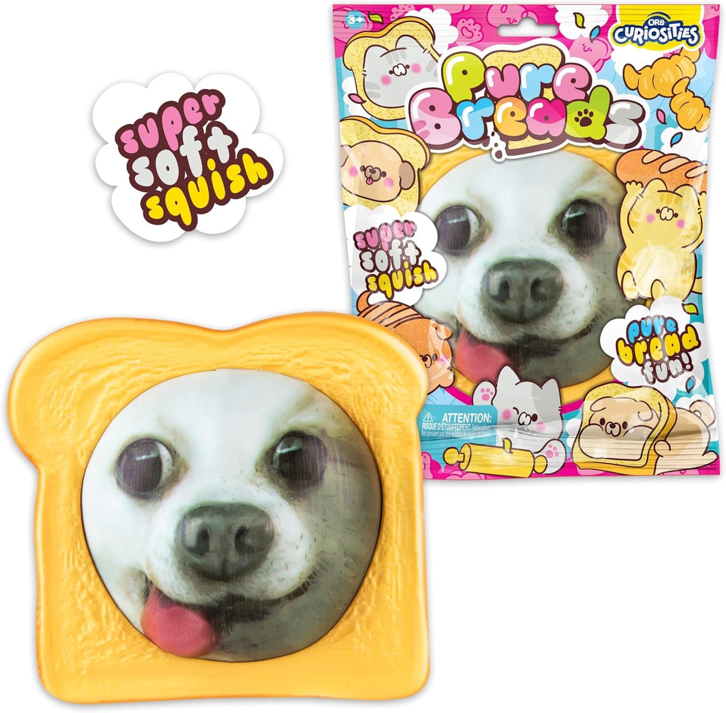 Curiosities Pure Bread Squishy Dog or Cat Face