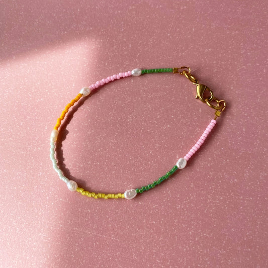 Node Bracelet - Mustard and Pink