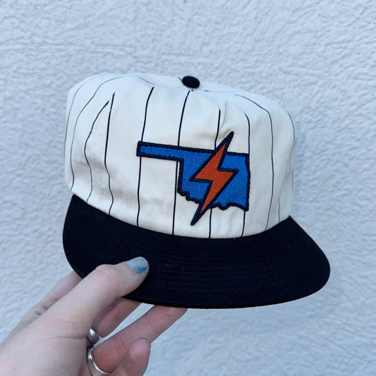 Oklahoma Bolt Pinstripe Hat - White