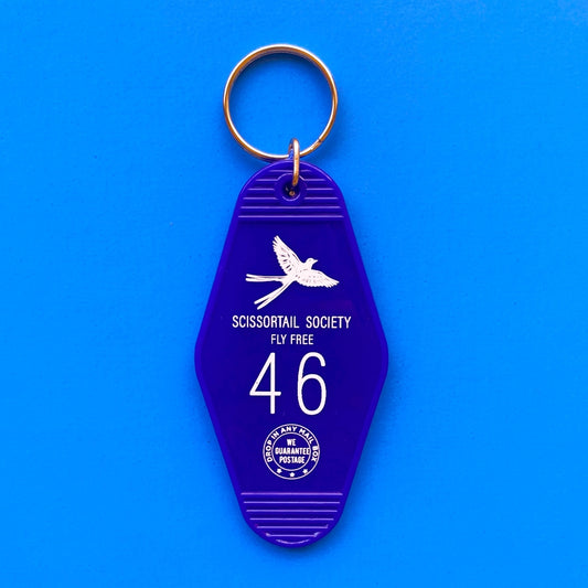Vintage Motel Key Tag - Blue Scissortail