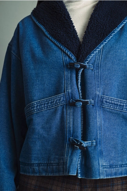 Sherpa Denim Toggle-Front Jacket
