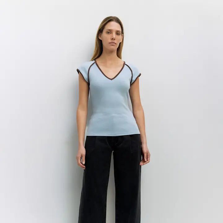 The Patricia Top - Blue/Brown