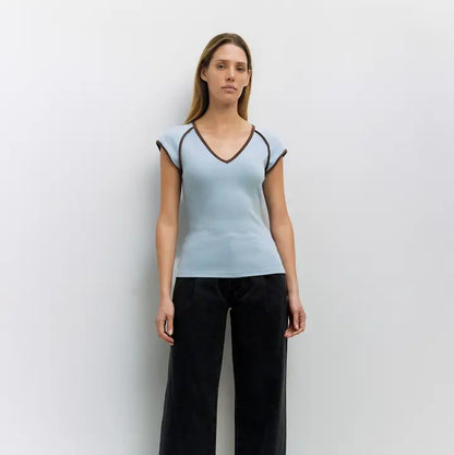 The Patricia Top - Blue/Brown