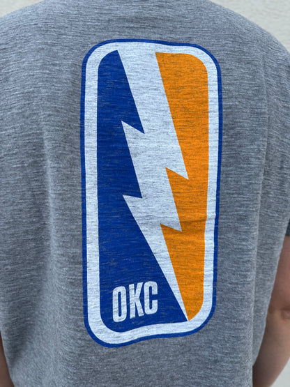 Front & Back OKC Thunder Bolt Tee - Oyster
