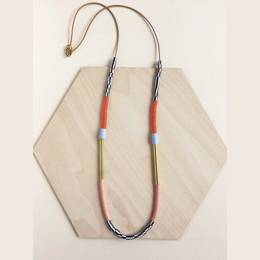 Colourblock Necklace - Rust & Lilac