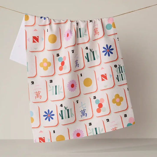 Tile Toss Tea Towel - Mahjong