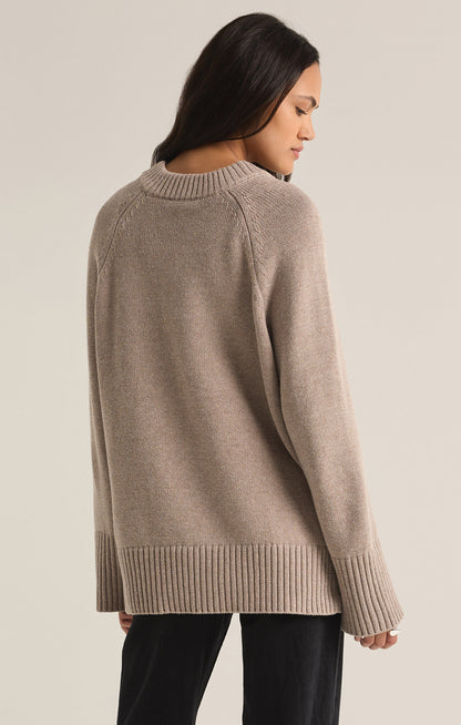 Boulevard V-Neck Sweater - Heather Taupe