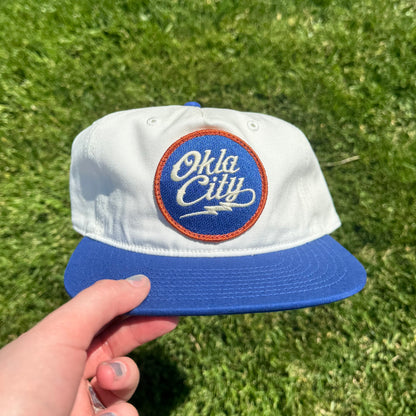 Okla City Script Patch Hat - Royal/Cream