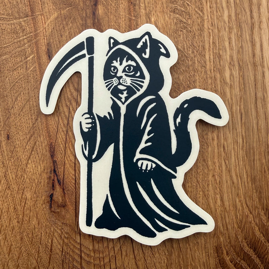 Reaper Cat - Vinyl Cat Sticker 4"