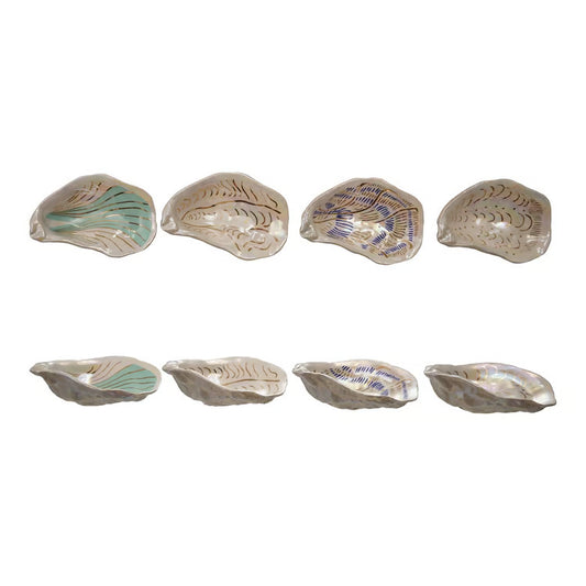 5"L Ceramic Oyster Dish w Gold Asstd.
