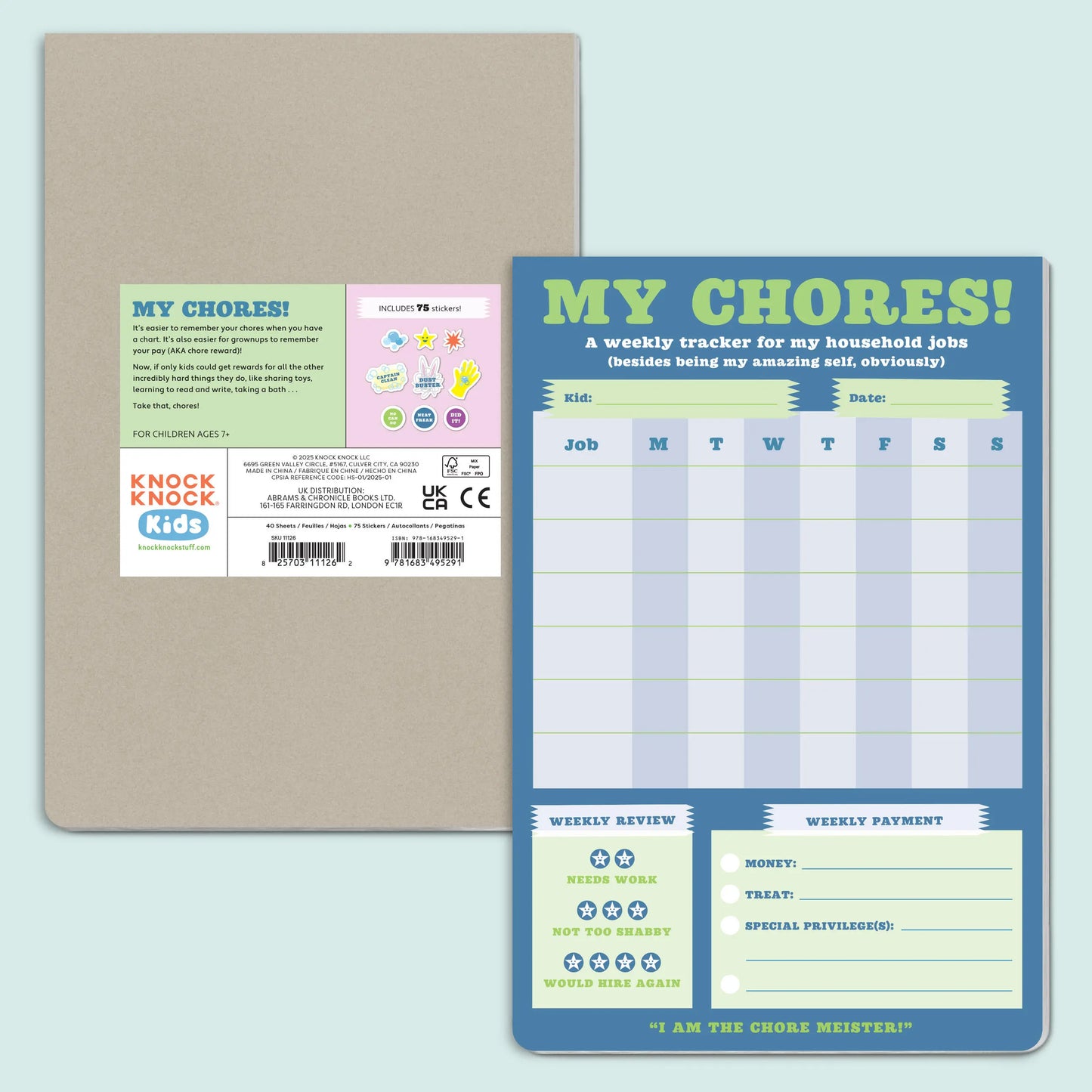 My Chores Weekly Tracker Pad Can-Do Pad with Sticker Sheet