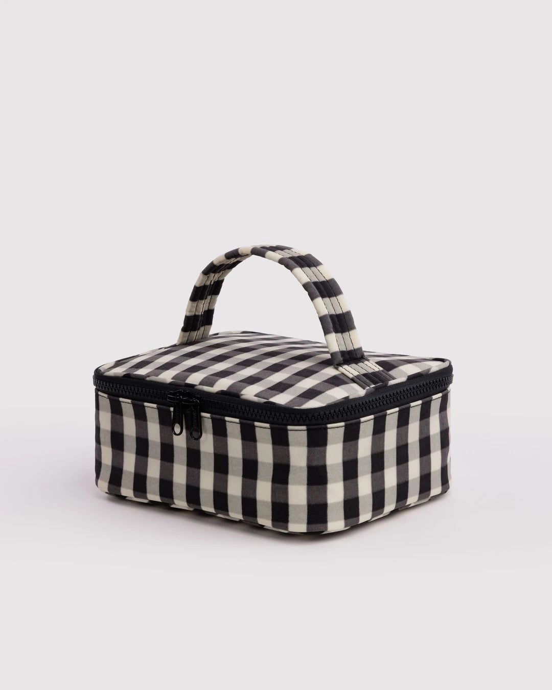 Small Cosmetic Case - Black & Cream Gingham