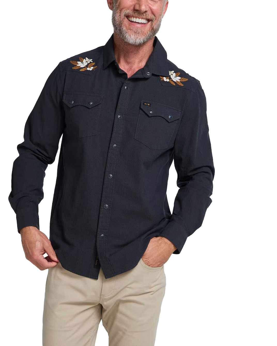 Crosscut Deluxe L/S - Orange Blossoms - Antique Black