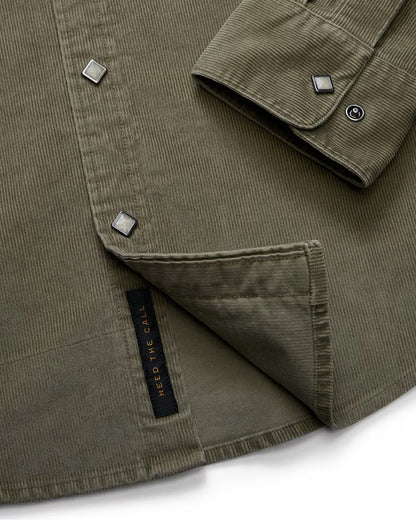 Banning Corduroy Snapshirt - Aloe