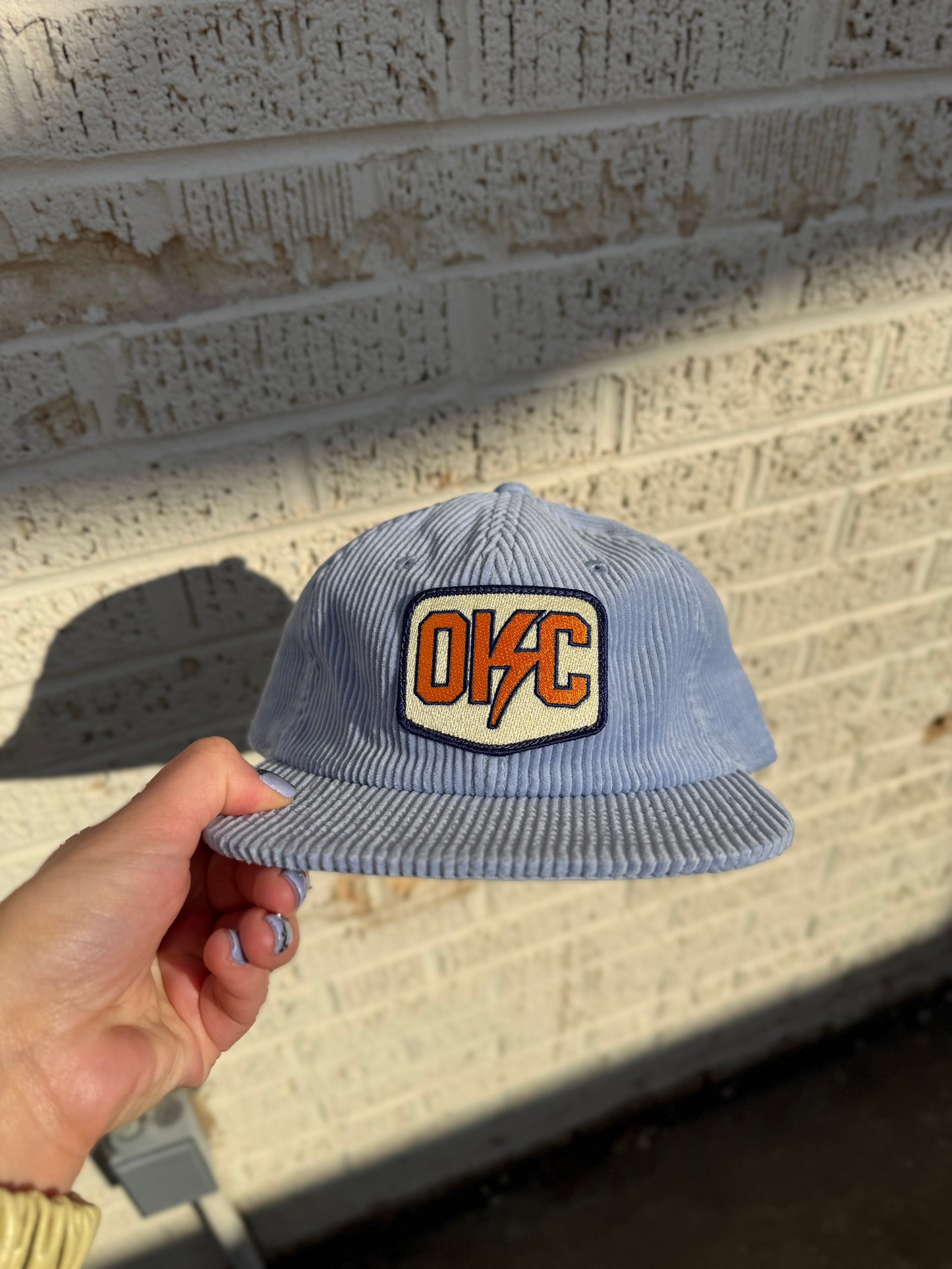 OKC Bolt K Light Blue Corduroy Hat