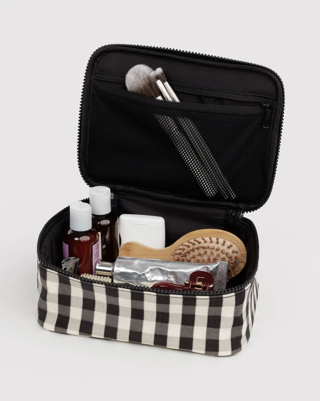 Small Cosmetic Case - Black & Cream Gingham