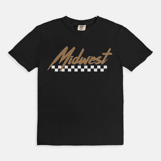 Midwest Checkered Oversized Graphic Tee - Black