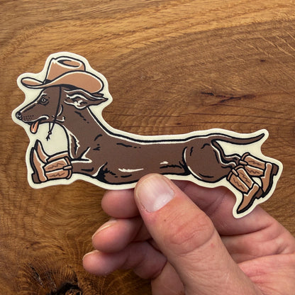 Weenie Ruff Rider - Vinyl Cowboy Dog Sticker 4"