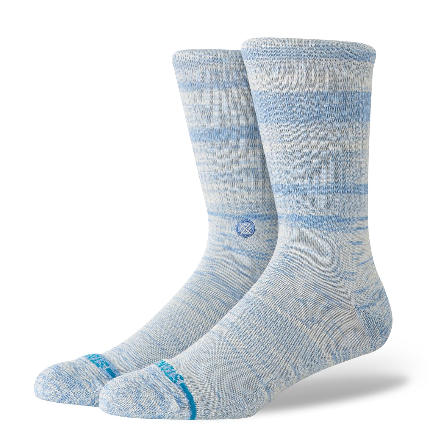 Marled Crew Socks - Grey/Blue - LG