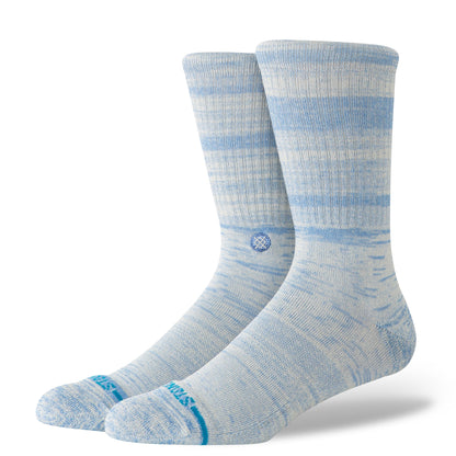 Marled Crew Socks - Grey/Blue - LG