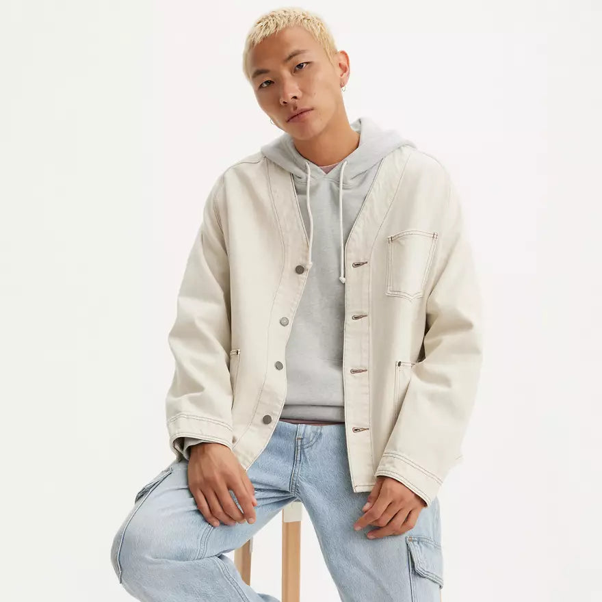 Union Engineer Denim Cardigan - Ecru White