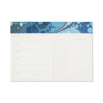 Marble Weekly Planner Notepad - Teal