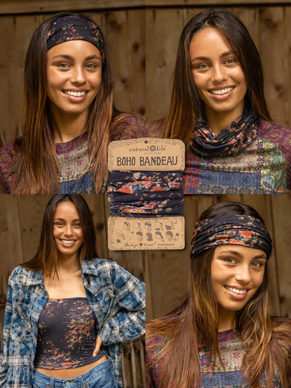 Boho Bandeau - Black Red Bouquets