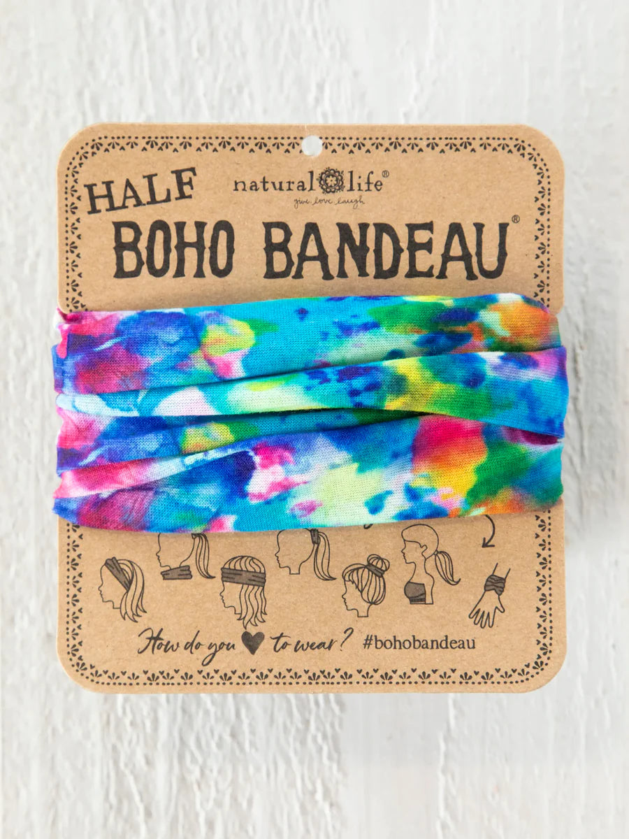 Half Boho Bandeau - Blue Rainbow Tie-Dye