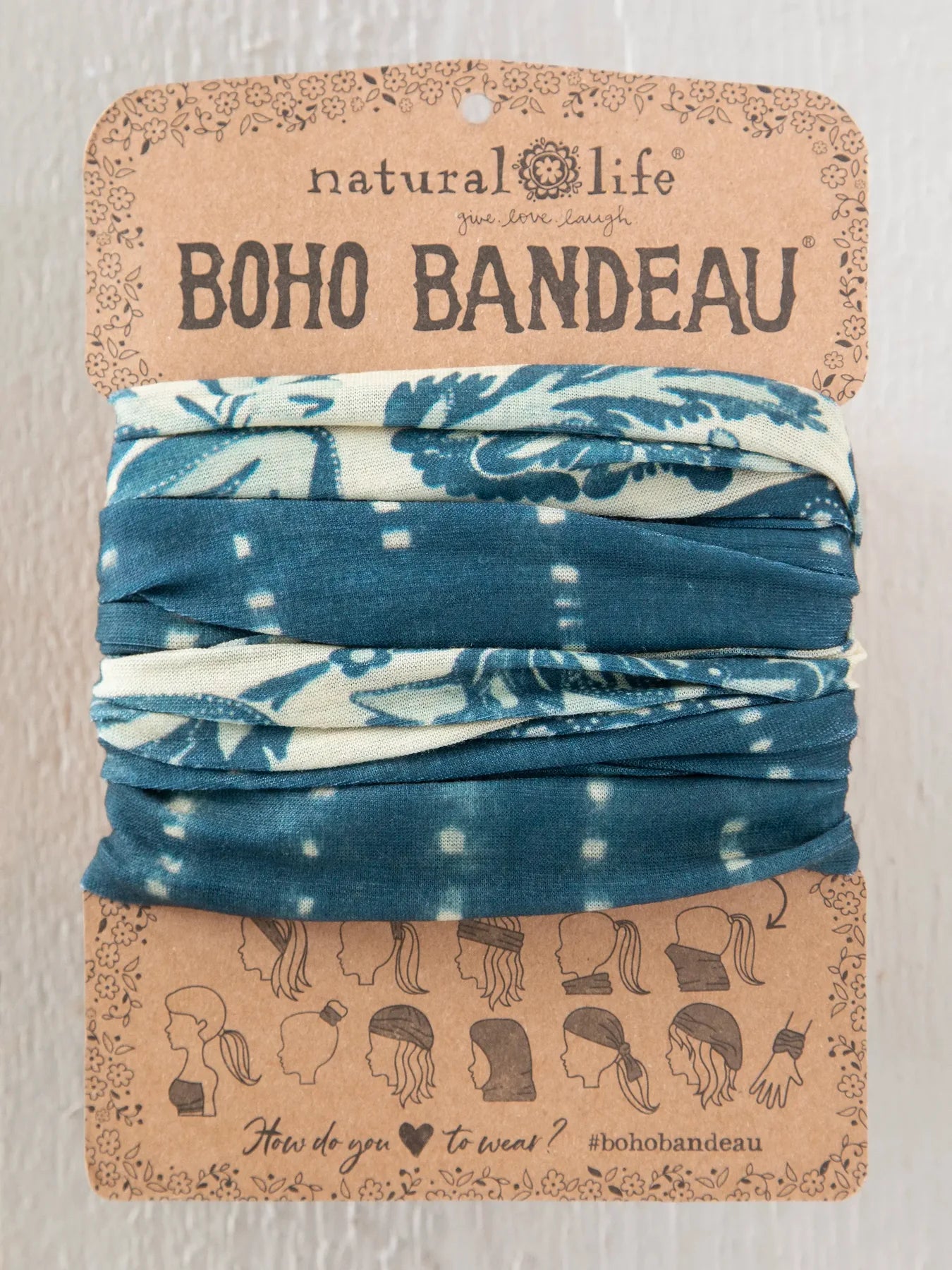Boho Bandeau Indigo Shibori Stripe