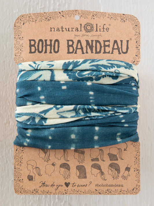Boho Bandeau Indigo Shibori Stripe