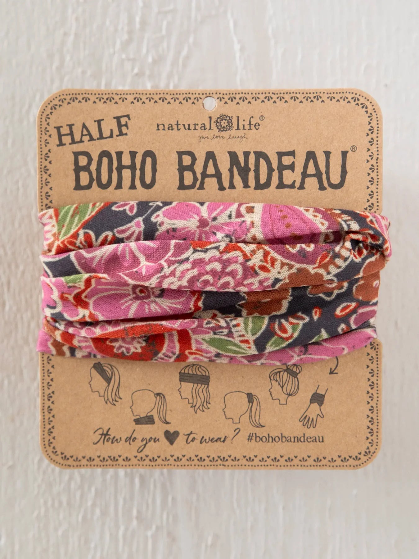 Half Boho Bandeau Black Sketched Paisley