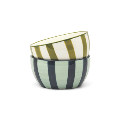 The Bella Dipping Bowls - Green + Blue Stripe
