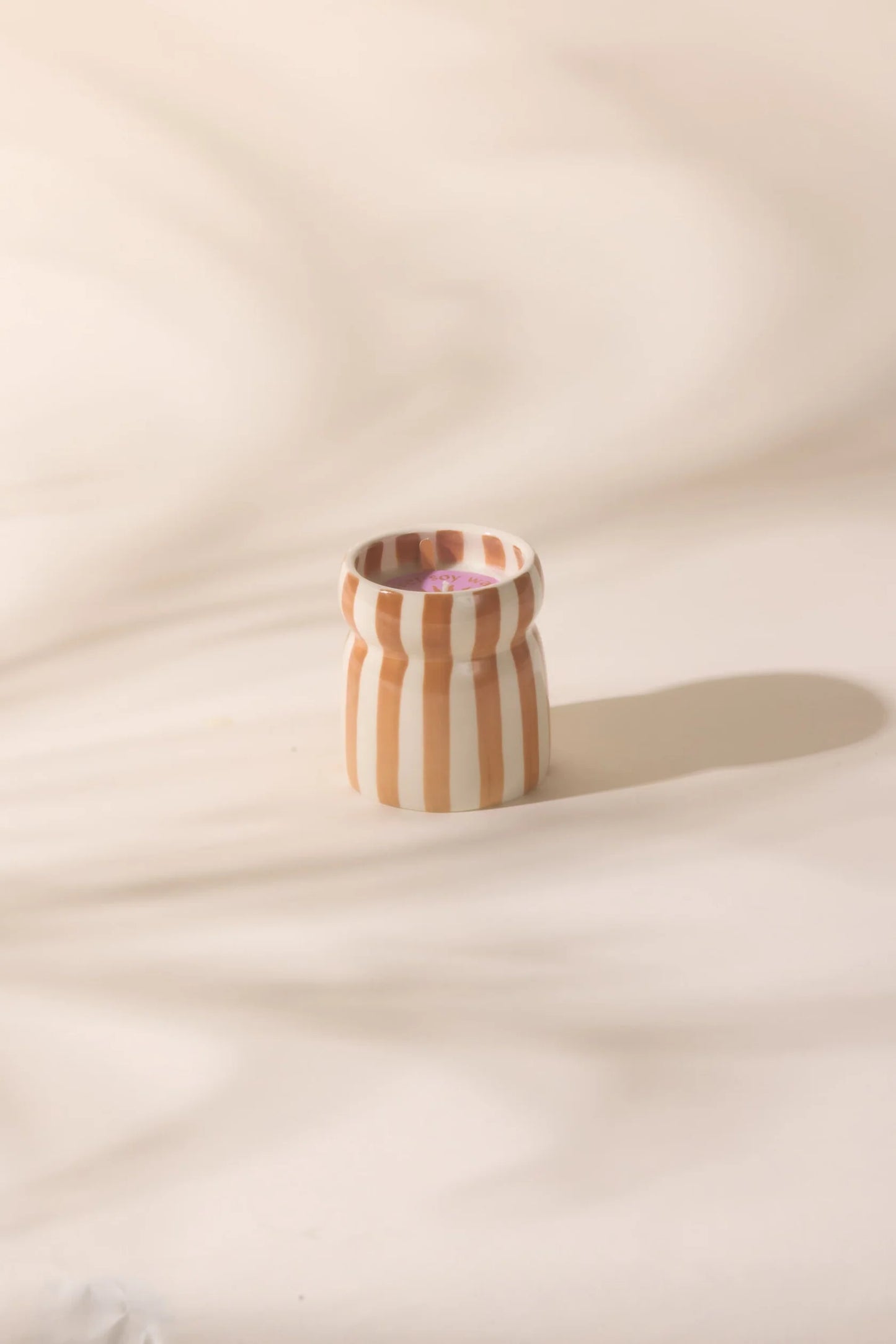 6.5 Oz Cabana Rust Striped Ceramic Candle - Sienna Sunset