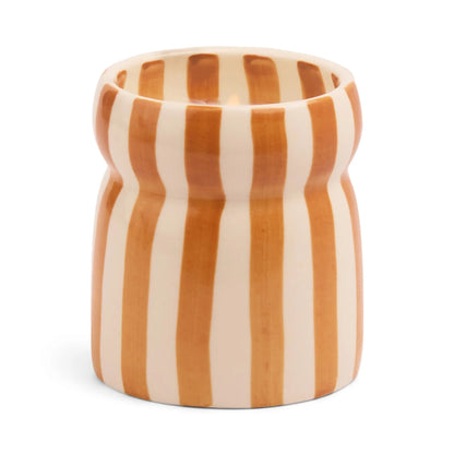 6.5 Oz Cabana Rust Striped Ceramic Candle - Sienna Sunset