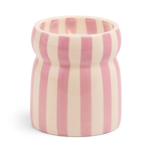 6.5 Oz Cabana Lavender Striped Ceramic Candle - Grecian Sand