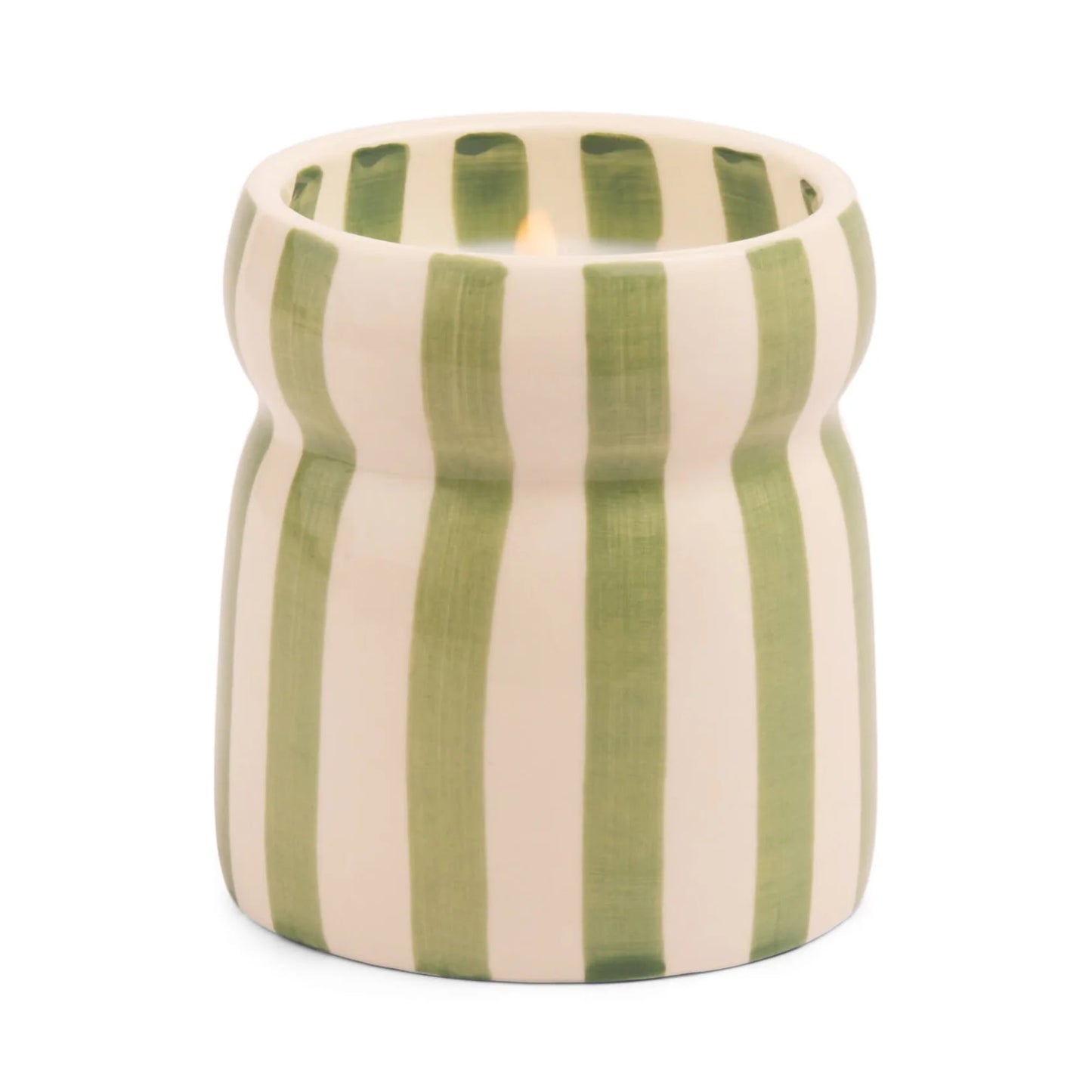 6.5 Oz Cabana Sage Striped Ceramic Candle - Bora Bora