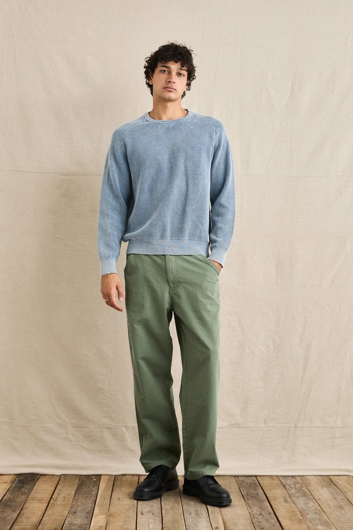 Polu Crew Knit - Washed Blue