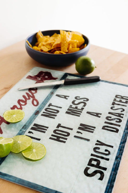 Large Tempered Glass Cutting Board - Spicy Disaster