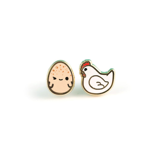 Chicken Or The Egg Enamel Earrings