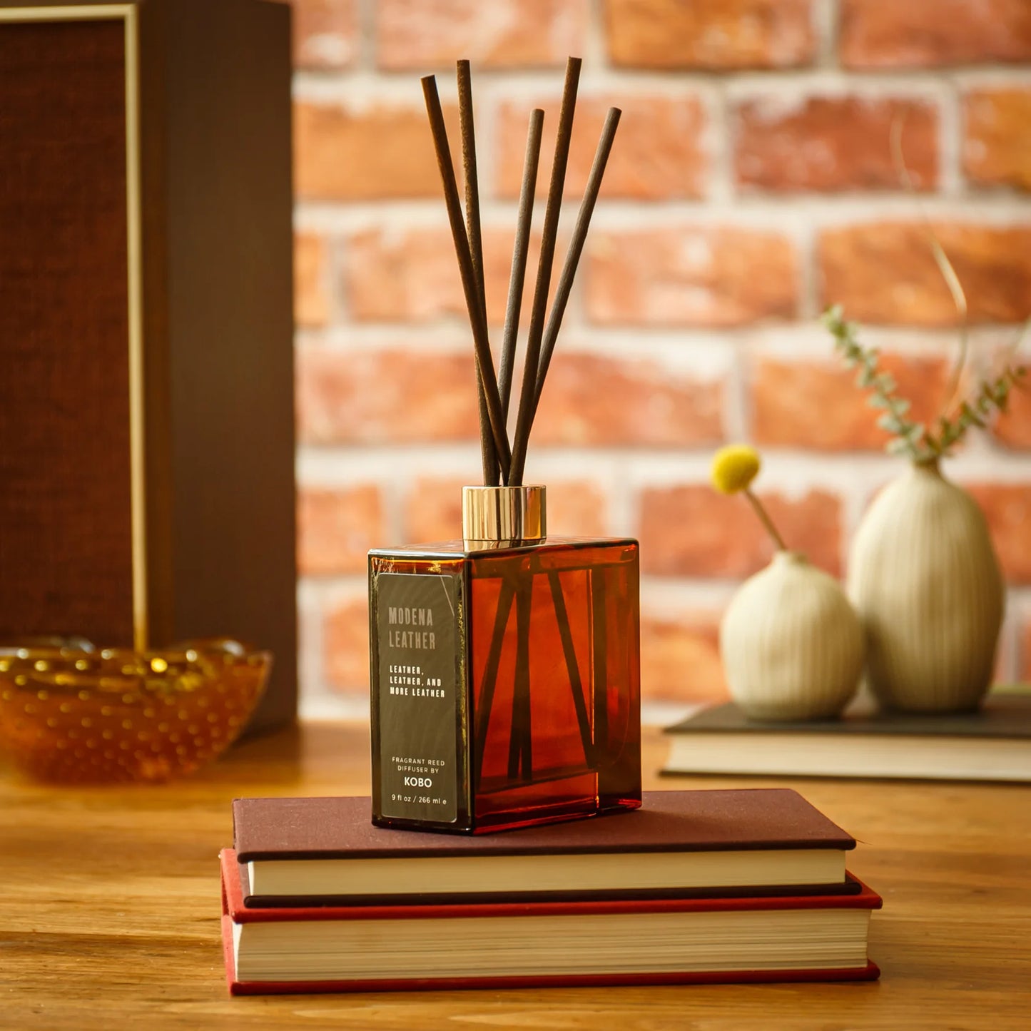 Woodblock Reed Diffuser - Modena Leather