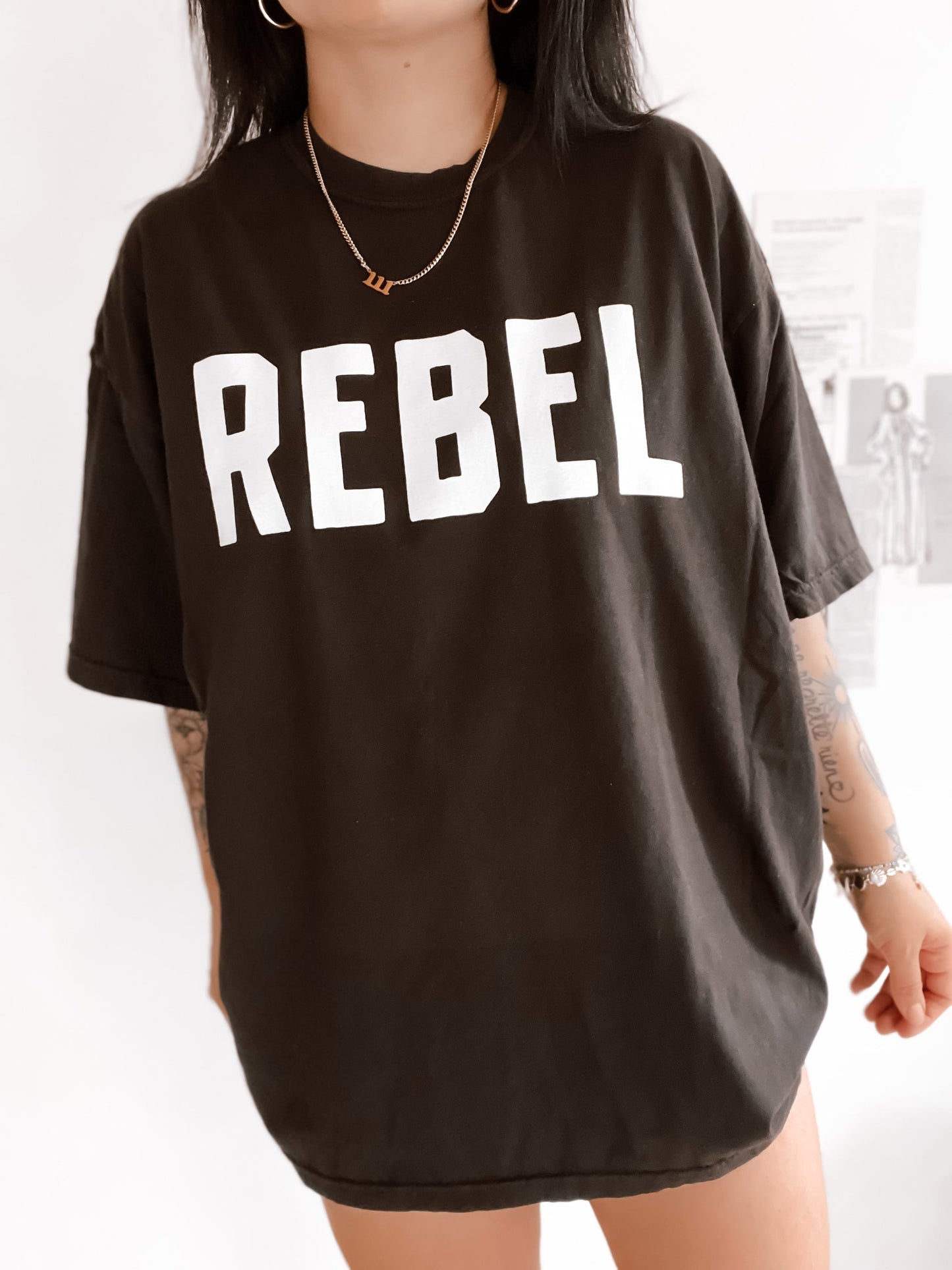 Rebel Oversized Graphic Tee - Black
