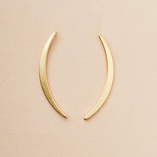 Gold Gibbous Slice Stud Earrings