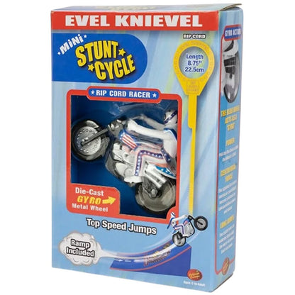 Evel Knievel Mini Stunt Cycle Rip Cord Racer – Blue Seven