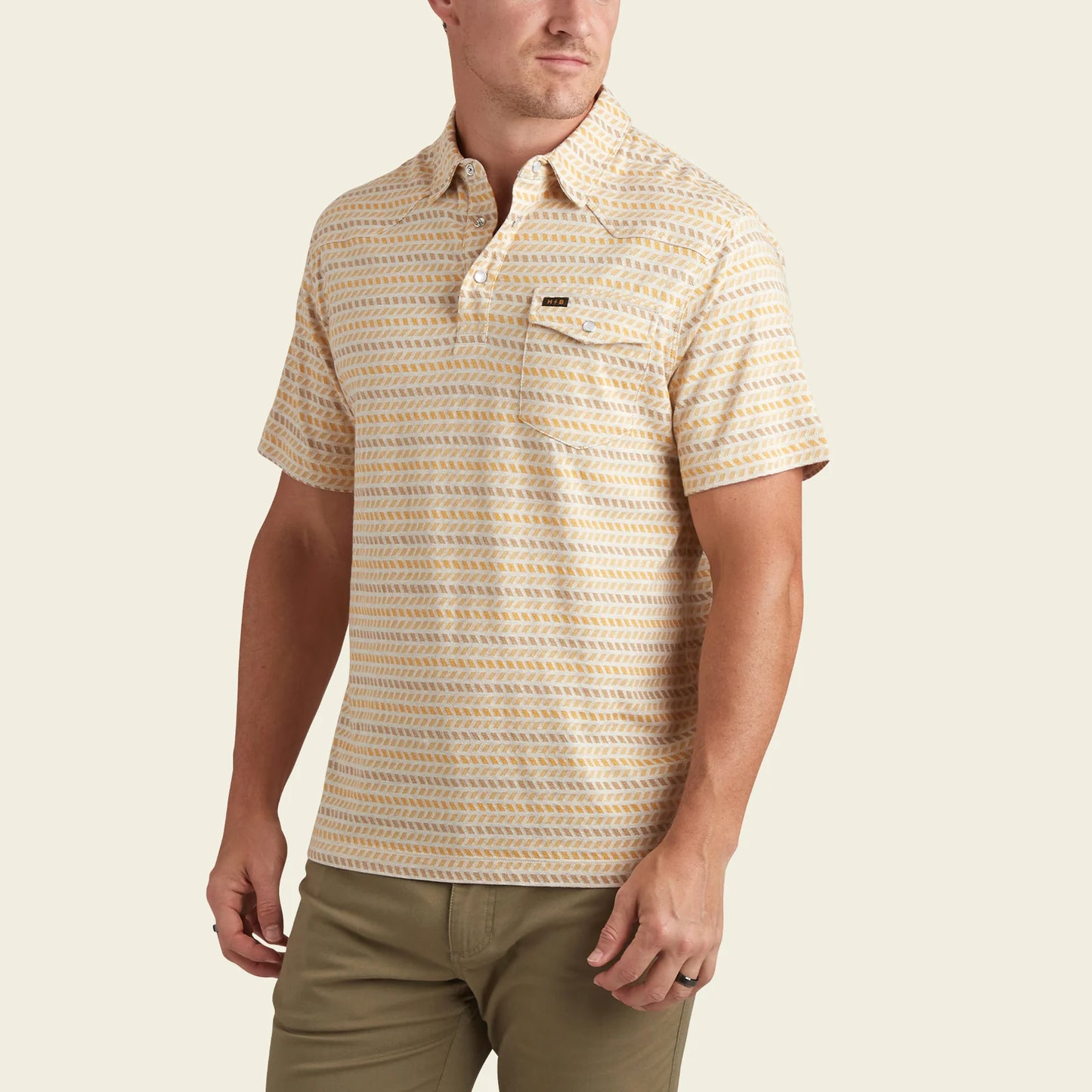 Ranchero Jacquard Polo: Illusion Jacquard - Oatmeal Heather