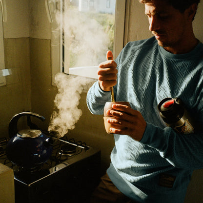Eleos Fleece Crewneck : Grids : Iron Blue