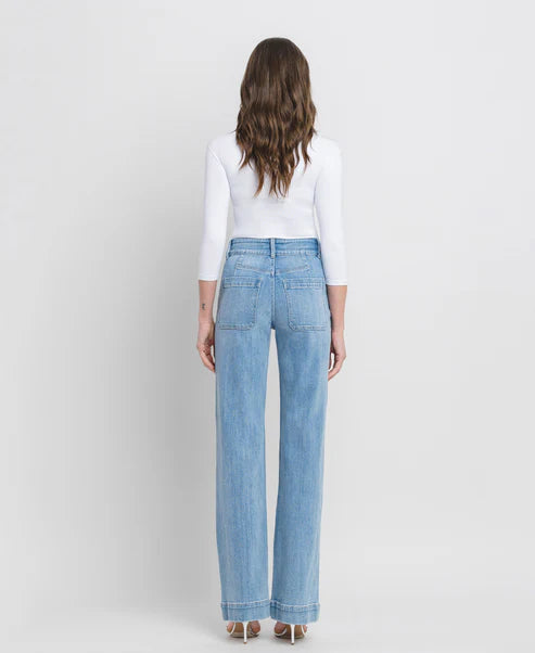 90's Vintage Super High Rise Flare Jeans - Bang On Blue